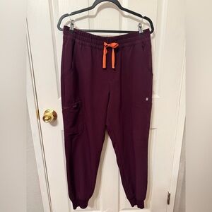 Maroon Jogger Pants with Orange Drawstring